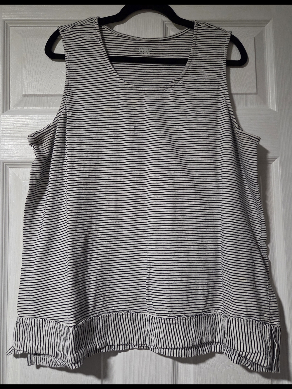 Lands' End Black and White Striped Tank Top